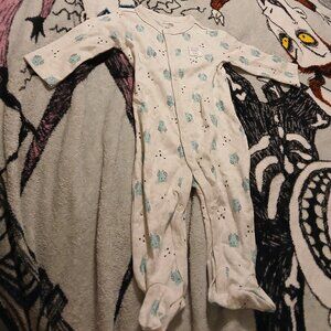 Simple Joys by Carter's 3 - 6 Months Infant White & Blue Owl Long Sleeve Footies